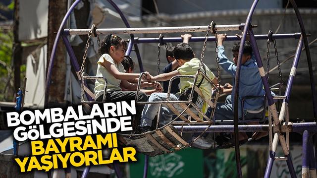 Bombalar altında neşelerini yaşatmaya &ccedil;alışıyorlar&hellip; Gazze&rsquo;nin evlatları bayramı b&ouml;yle yaşıyor