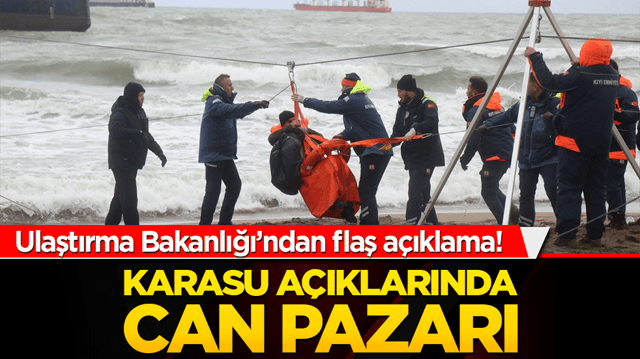 Karasu a&ccedil;ıklarında can pazarı! Dev gemideki 8 personel b&ouml;yle kurtarıldı!