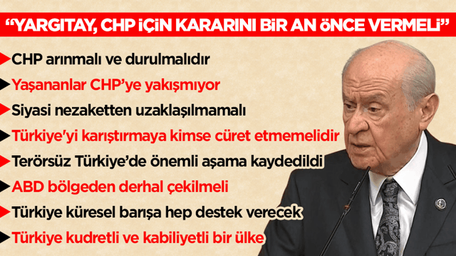 MHP lideri Bah&ccedil;eli: Yargıtay CHP i&ccedil;in kararını vermeli