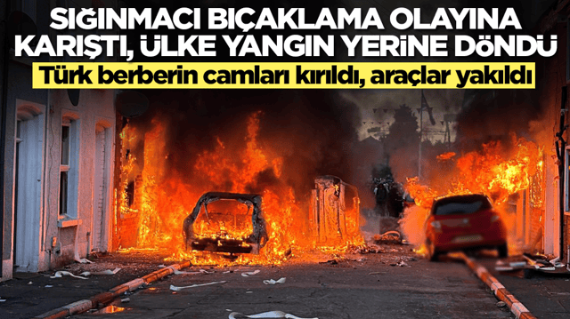 Sığınmacı bı&ccedil;aklama olayına karıştı, &uuml;lke yangın yerine d&ouml;nd&uuml;: T&uuml;rk berberin camları kırıldı