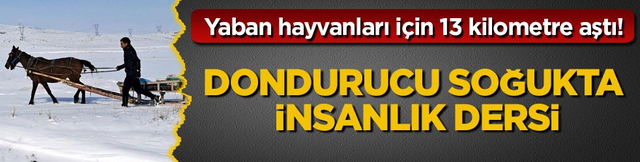 Yaban hayvanları i&ccedil;in 13 kilometre aştı! Dondurucu soğukta insanlık dersi