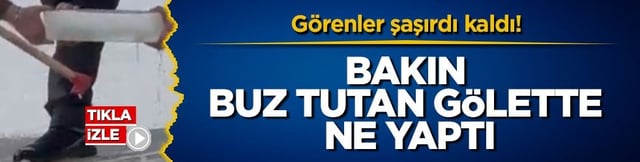 G&ouml;renler şaşırdı kaldı! Bakın buz tutan g&ouml;lette ne yaptı