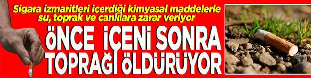 Sigara izmaritleri su, toprak ve canlılara zarar veriyor. &Ouml;nce i&ccedil;eni sonra toprağı &ouml;ld&uuml;r&uuml;yor
