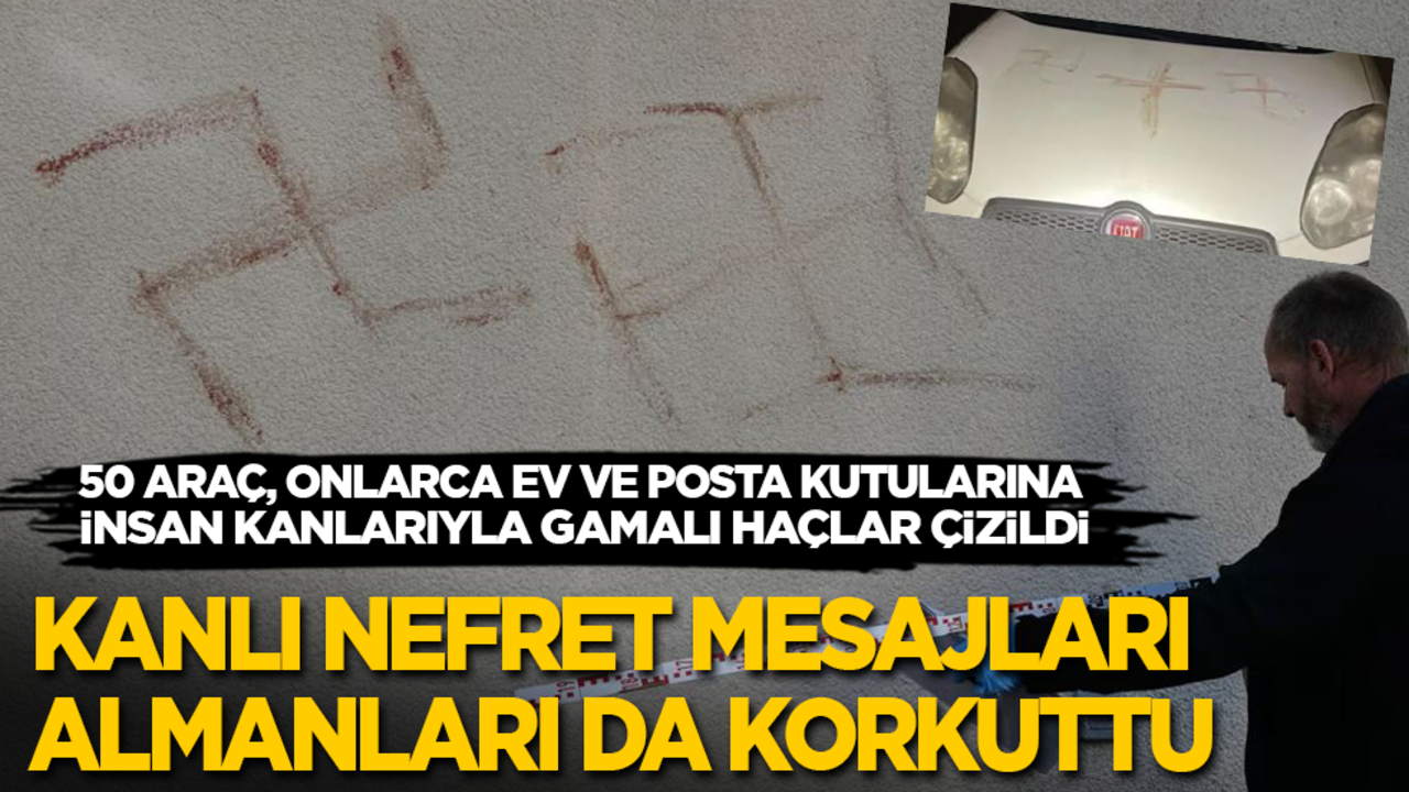 50 araç, onlarca ev ve posta kutularına insan kanlarıyla gamalı haçlar çizildi! Almanya'da kanlı nefret mesajı
