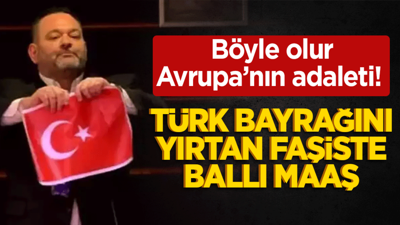 Böyle olur Avrupa’nın adaleti! Türk bayrağını yırtan faşiste ballı maaş