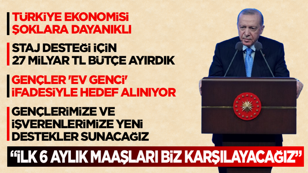 Cumhurbaşkanı Erdoğan’dan gençlere: İlk 6 aylık maaşları biz karşılayacağız