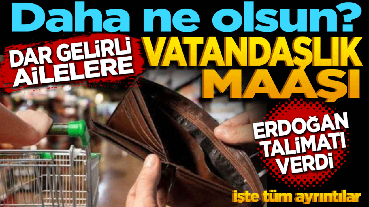 Daha ne olsun? Dar gelirli ailelere vatandaşlık maaşı! Erdoğan talimatı verdi