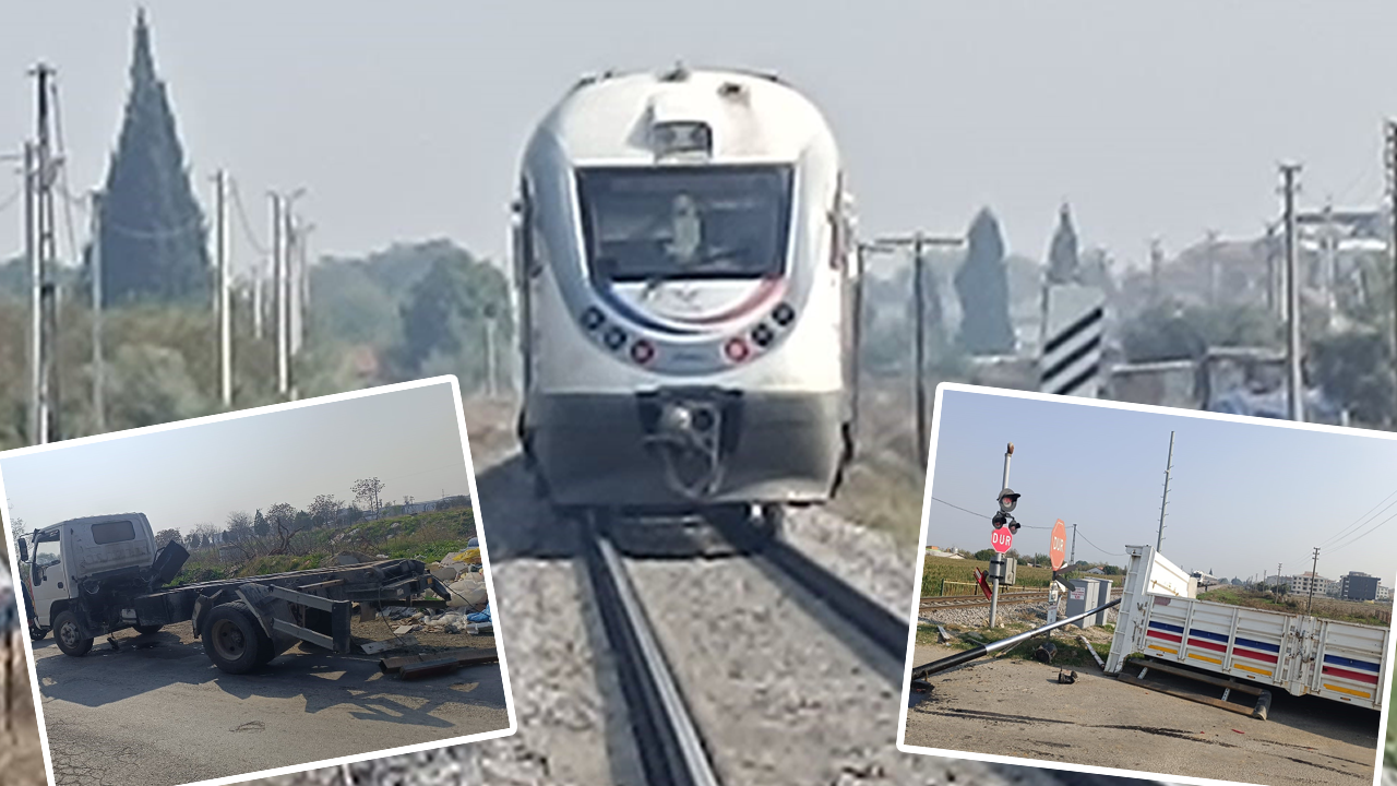 Tren, kamyonu ortadan ikiye böldü! Baş tarafı yolun bir yanında kasası diğer yanında kaldı