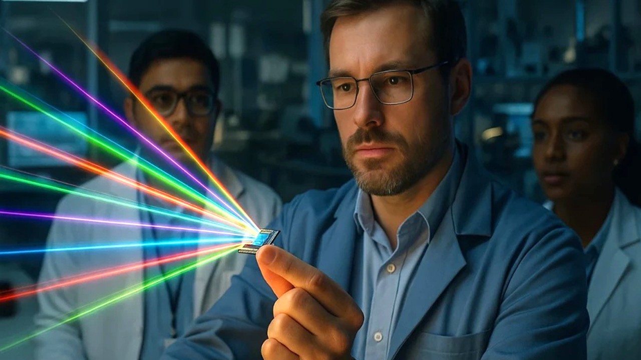 Mühendisler küçük çiple gökkuşağı lazerini keşfetti: Yapay zekâ verisi artık daha hızlı"