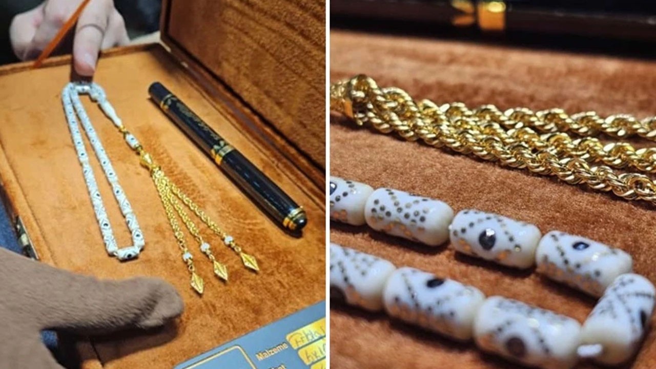 Pırlanta ve altın püsküllü tesbih!