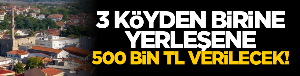 3 köyden birine yerleşene 500 Bin TL verilecek!