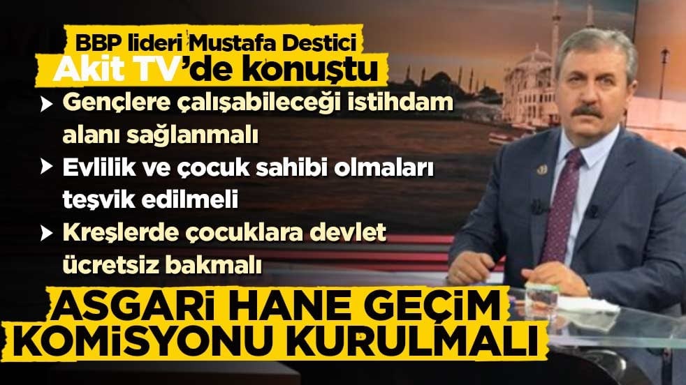 BBP lideri Mustafa Destici, Akit TV’de konuştu: Asgari hane geçim komisyonu kurulmalı