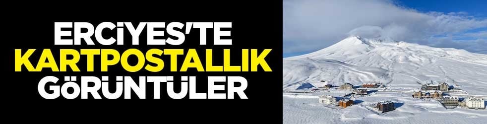 Beyaz gelinliğini giyen Erciyes'te kartpostallık görüntüler