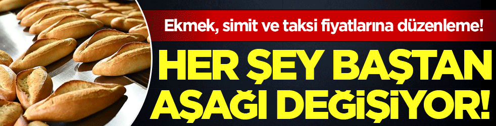 Ekmek,simit ve taksi fiyatlarına düzenleme: Her şey baştan aşağı değişiyor!