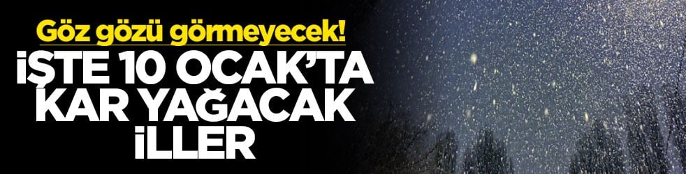 Göz gözü görmeyecek! İşte 10 Ocak'ta kar yağacak iller