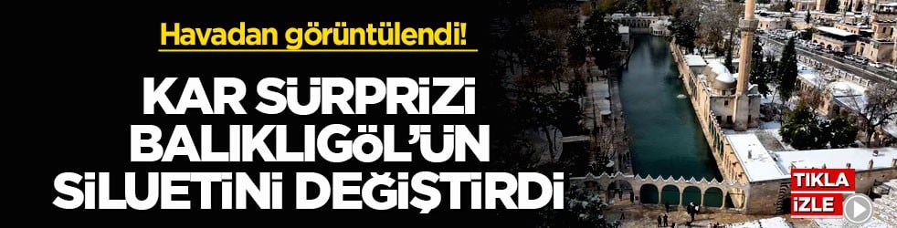 Havadan görüntülendi! Kar sürprizi Balıklıgöl’ün siluetini değiştirdi