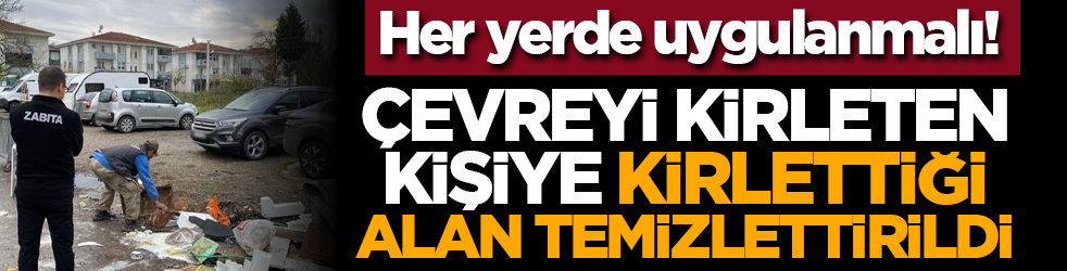 Her yerde uygulanmalı! Çevreyi kirleten kişiye kirlettiği alan temizlettirildi