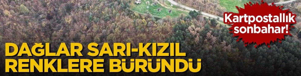 Kartpostallık sonbahar! Dağlar sarı-kızıl renklere büründü