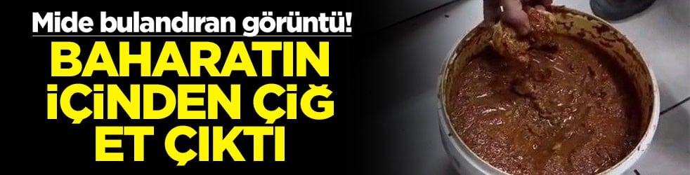 Mide bulandıran görüntü! Baharatın içinden çiğ et çıktı
