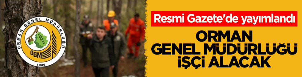 Resmi Gazete'de yayımlandı! Orman Genel Müdürlüğü işçi alacak
