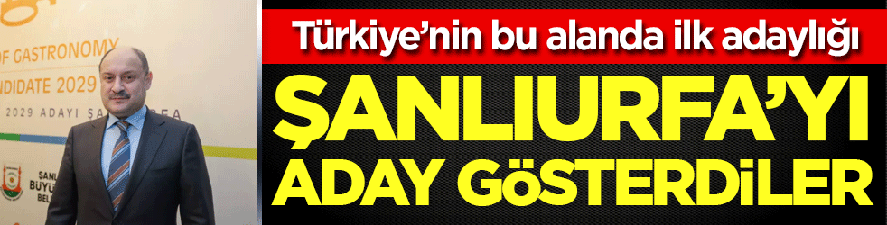 Şanlıurfay'ı aday gösterdiler! Türkiye'nin bu alanda ilk adayı!
