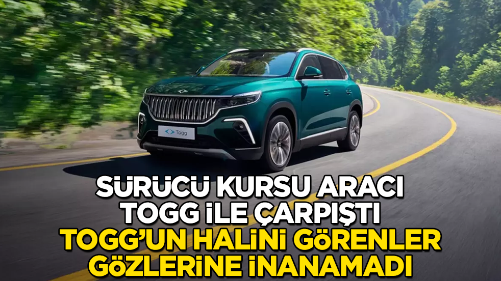 Sürücü kursu aracı TOGG ile çarpıştı, TOGG’un halini görenler gözlerine inanamadı 