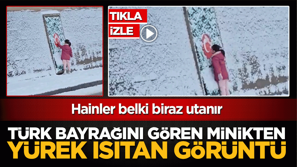 Türk bayrağını gören minikten yürek ısıtan görüntü: Hainler belki biraz utanır