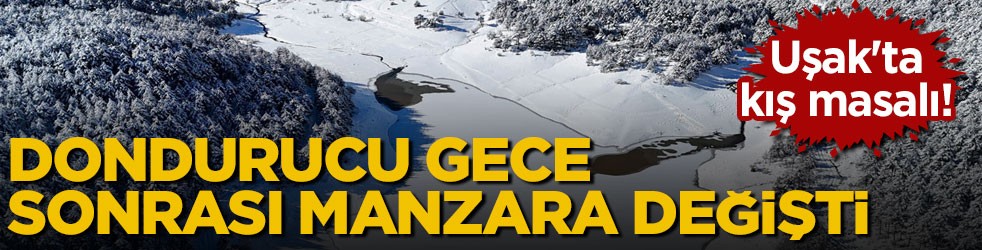 Uşak'ta kış masalı! Dondurucu gece sonrası manzara değişti