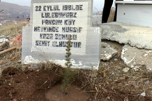 Foto - 100 yaşındaki şehit annesi, üniversitelilerle oğlunun kabrine fidan dikti