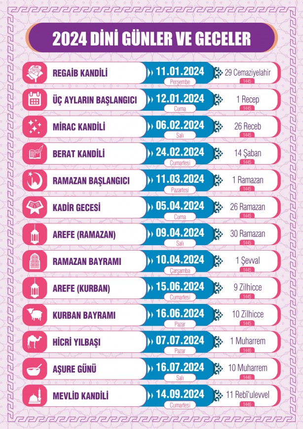 Foto - 2024 yılı 'Dini Gün ve Geceler' takvimi