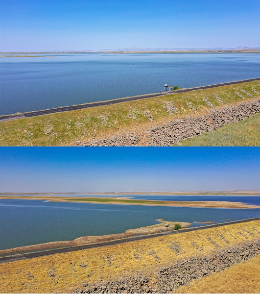 Foto - 3 ay arayla aynı göl! Doluluk oranı yüzde 65'ten 27'ye düştü