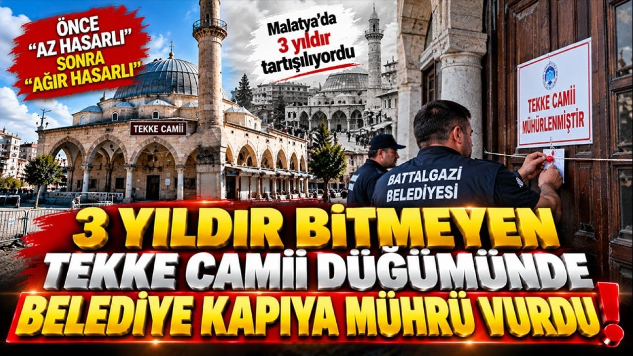 3 yıldır bitmeyen Tekke Camii düğümünde yeni perde! Belediye kapıya mührü vurdu