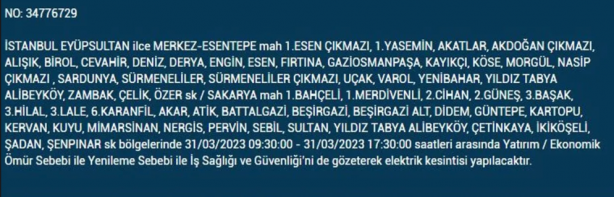 Foto - 31 Mart'a dikkat! Çok büyük elektrik kesintisi yaşanacak