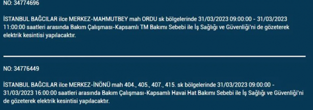 Foto - 31 Mart'a dikkat! Çok büyük elektrik kesintisi yaşanacak