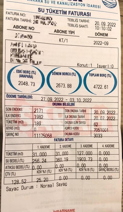 Foto - 45 TL'den 1300 TL'ye çıktı! Su faturası Ankaralıları şoka soktu