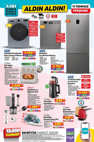 Foto - A101 11 Temmuz 2024 indirimli ürünler listesi geldi! Beyaz eşya ve elektrikli bisiklet ucuza satılıyor