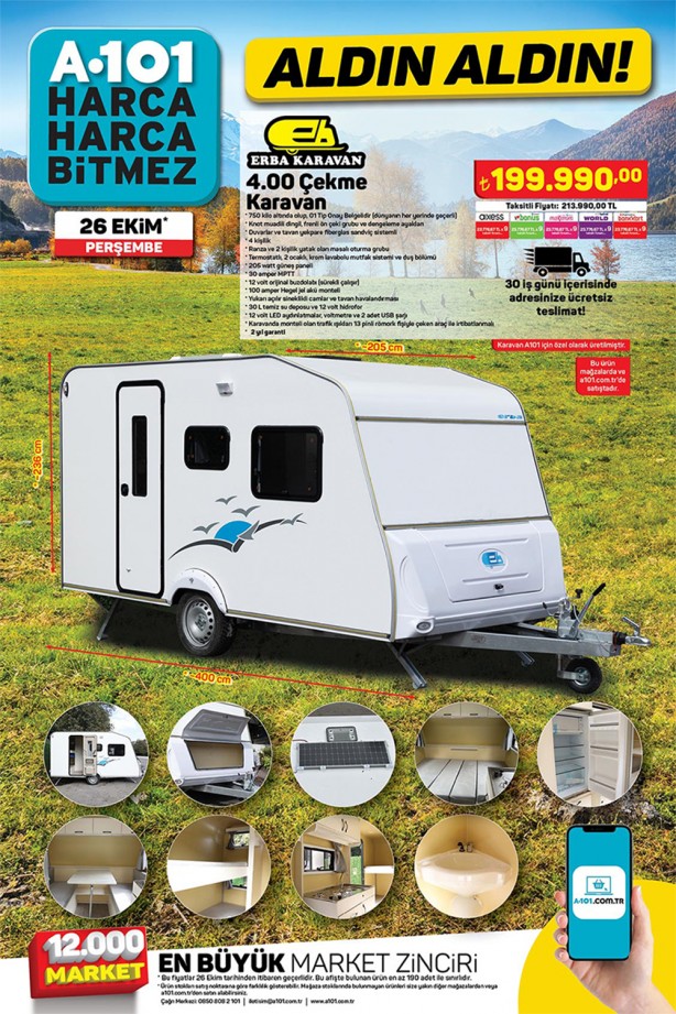 A101'de çekme karavan fırsatı! Aman kaçırmayın! Kapış kapış satılacak... A101'in 26 Ekim Perşembe kataloğunda neler var?