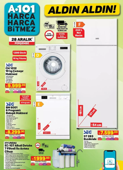 Foto - A101'de yılın son indirimi! Kaçıran çok üzülür: 7.599'a buzdolabı, 8.299'a bulaşık makinesi, 9.999 liraya çamaşır makinesi geliyor