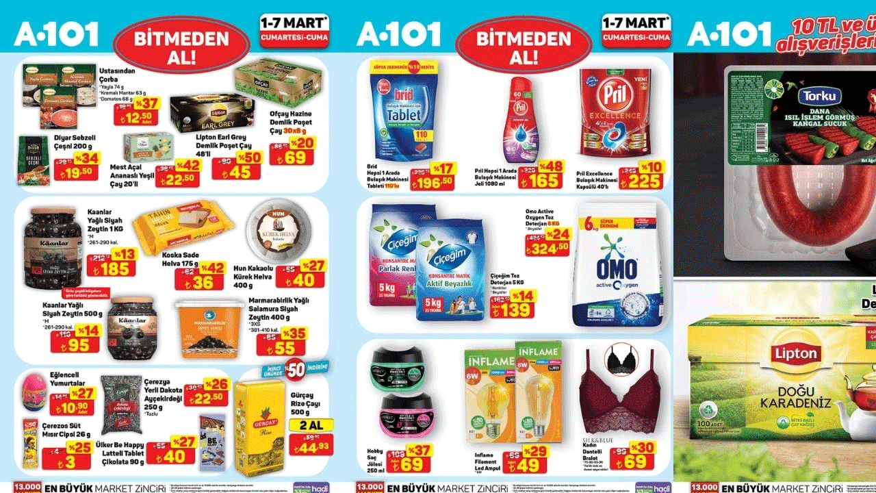 A101'den 1-7 Mart sürprizi: Çay zeytin ve sucukta dev indirim!