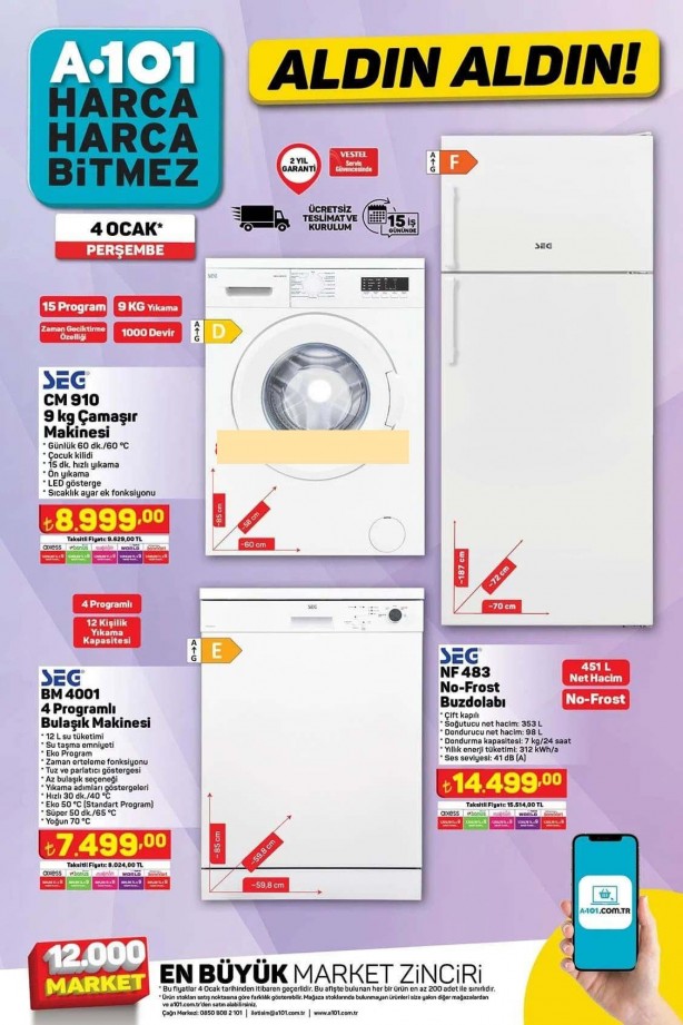 Foto - A101’den beyaz eşya ve Smart TV’lerde yeni yılın ilk indirimi! A101 4 Ocak aktüel ürünler fırsatları