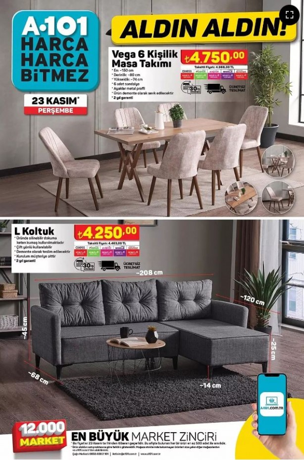 Foto - A101'e televizyon, buzdolabı, çamaşır makinesi, piyano ve koltuk takımları geliyor! 23 Kasım 2023 A101 güncel aktüel kataloğu