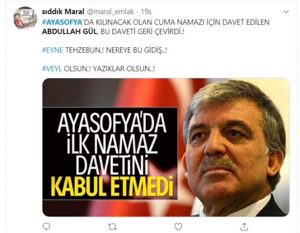 Foto - Abdullah Gül'ün 'Ayasofya Camii' tavrı tepki çekti! 'Pes' dedirten davranışa eleştiri yağdı