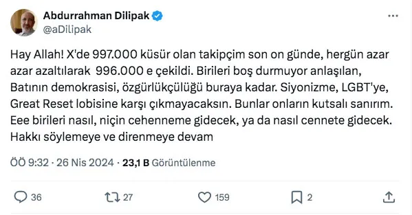 Foto - Abdurrahman Dilipak’tan şaşırtan iddia! "Birileri boş durmuyor anlaşılan" diyerek tüm Türkiye’ye böyle duyurdu