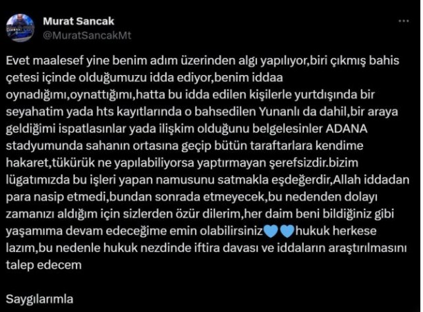 Foto - Adana Demirspor Başkanı Murat Sancak hakkındaki bahis iddiasına ateş püskürdü