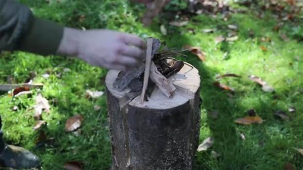 Foto - Ağaç kütüğünü ocağa çevirdi!