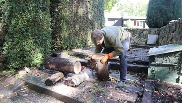 Foto - Ağaç kütüğünü ocağa çevirdi!