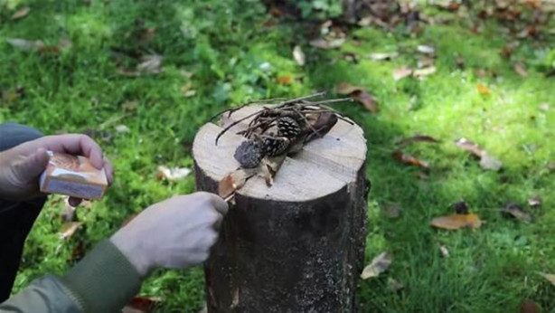 Foto - Ağaç kütüğünü ocağa çevirdi!