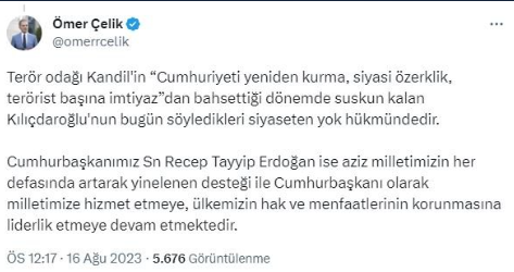 Foto - AK Parti'den Kılıçdaroğlu'na sert tepki: Kandil'e suskun kalanlar siyaseten yok hükmündedir
