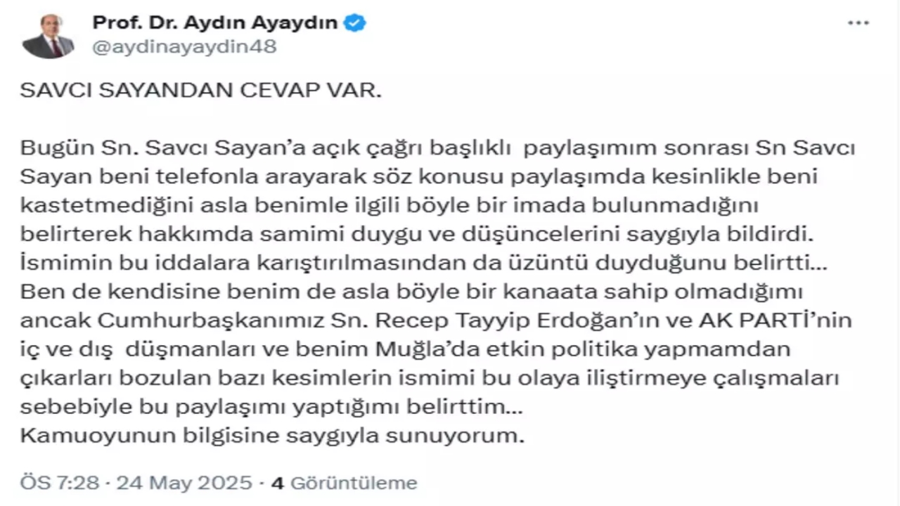 Foto - AK Partili Aydın Ayaydın, AK Partili Savcı Sayan’a "Çık açıkla" diye çağrı yapmıştı! AK Parti’de "isim" krizi büyüyor! Bu defa bakın ne oldu
