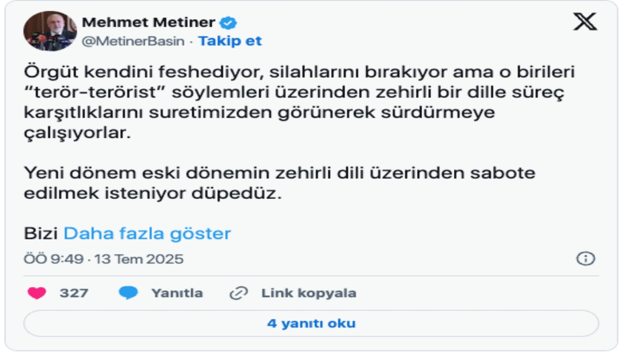 Foto - AK Partili Mehmet Metiner’den gündem olacak "PKK" çıkışı: Düpedüz bu yapılmak isteniyor